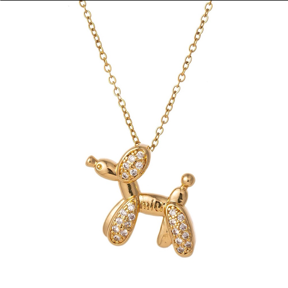 18K gold plated Stainless steel Balloon Dog Pendant Necklace